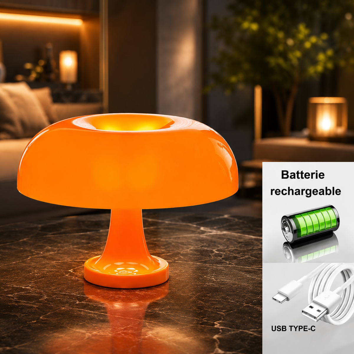 Bolena — Lampe champignon sans fil à variateur