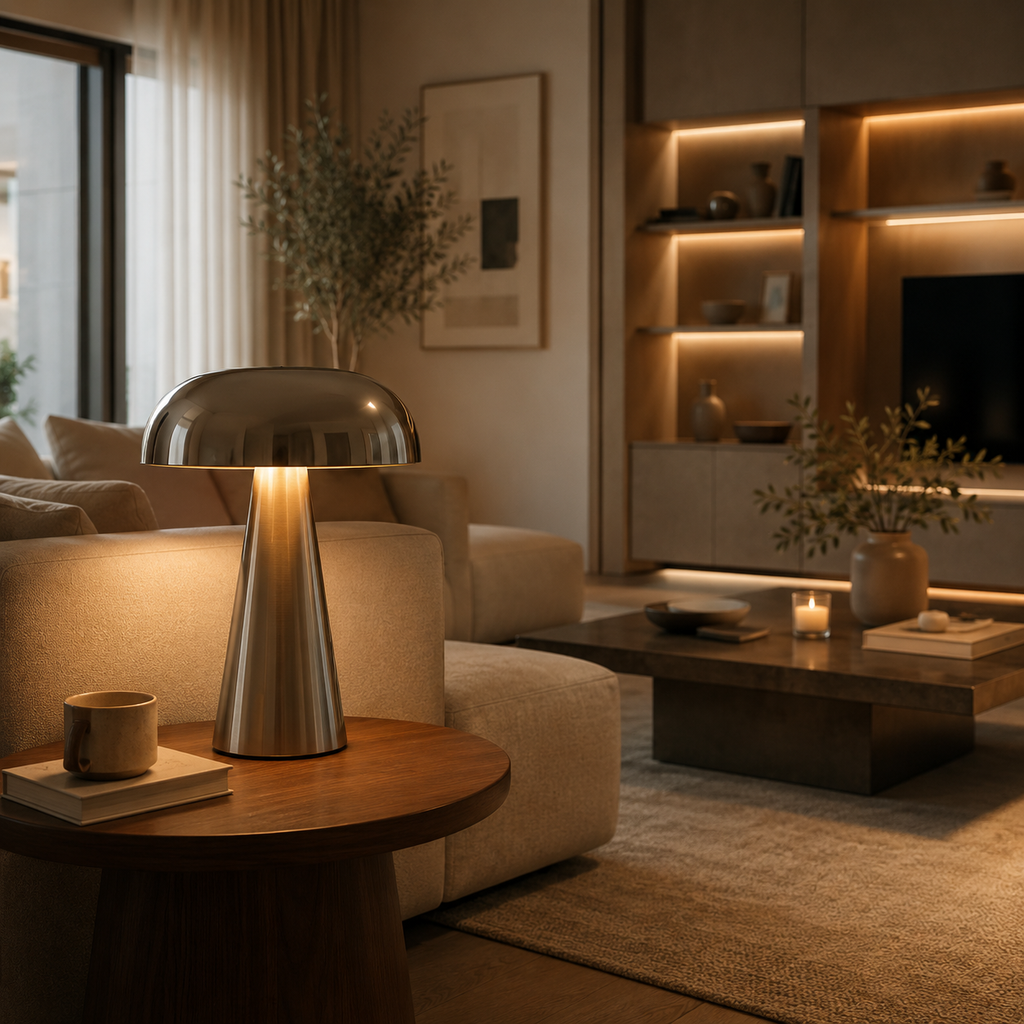 Cupolina — Lampe de chevet dôme en métal sans fil