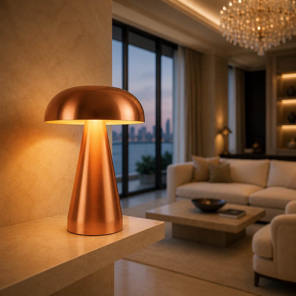 Cupolina — Lampe de chevet dôme en métal sans fil