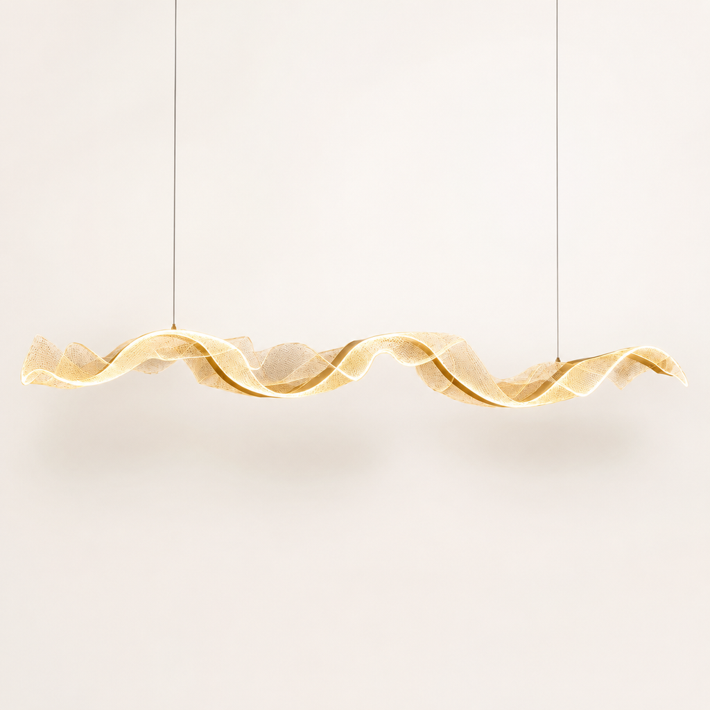 Aurea — Suspension LED en vague dorée