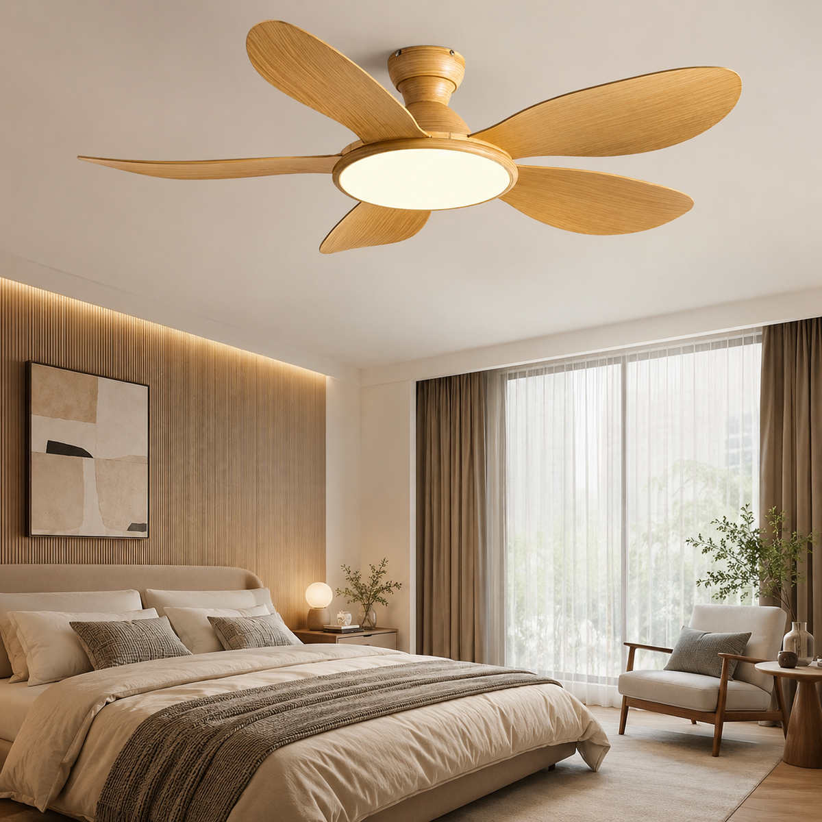Elvéa — Ventilateur de plafond en bois LED