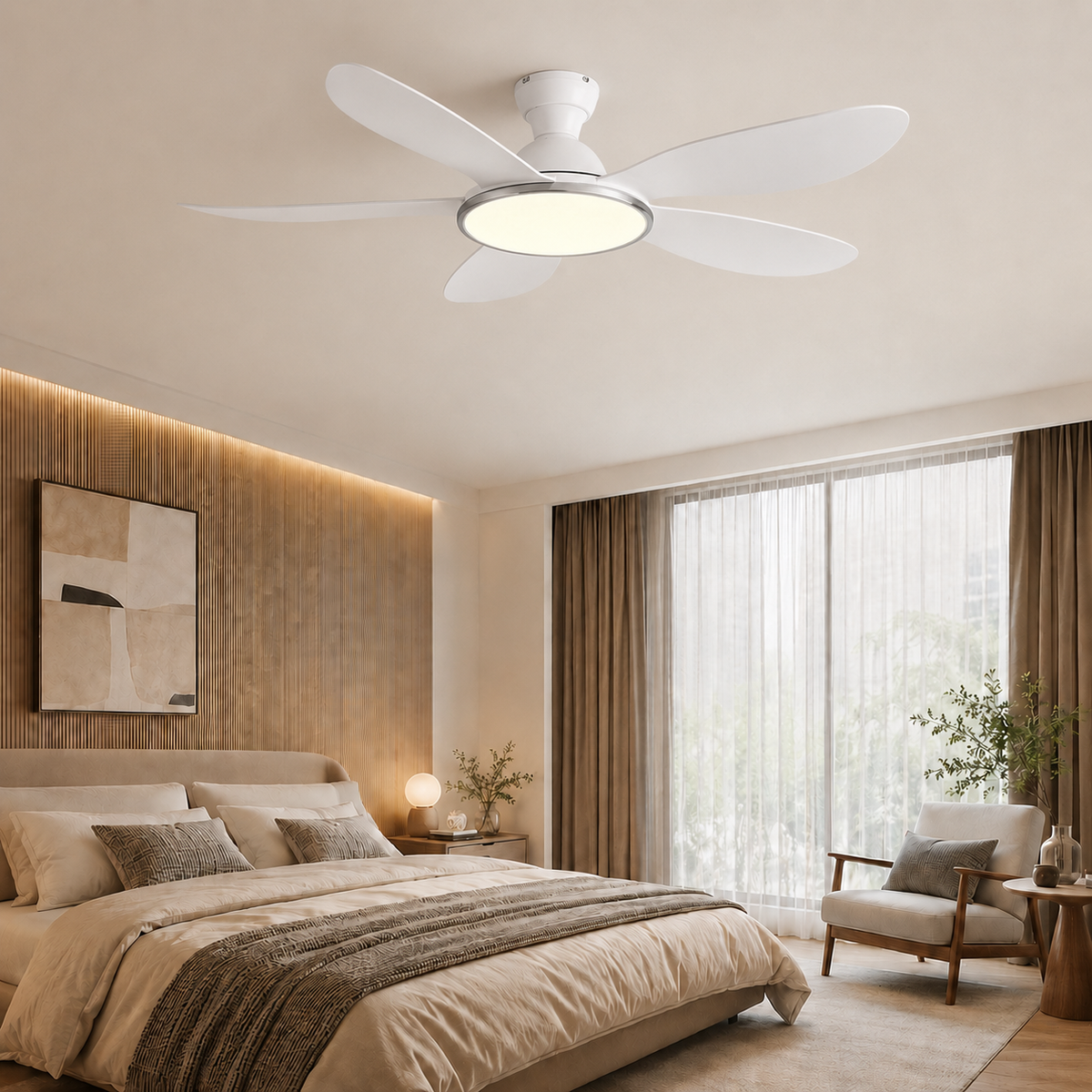 Elvéa — Ventilateur de plafond en bois LED