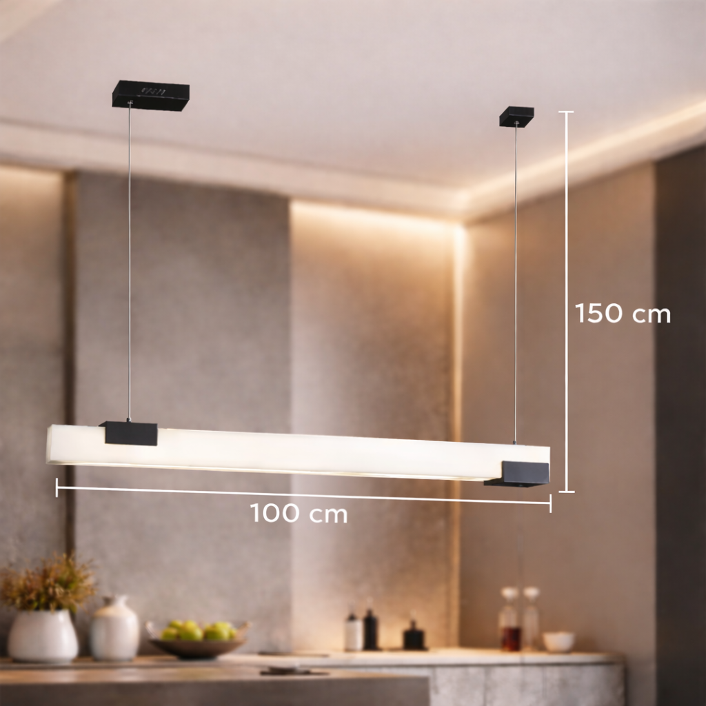 Carrare — Suspension linéaire LED en marbre blanc