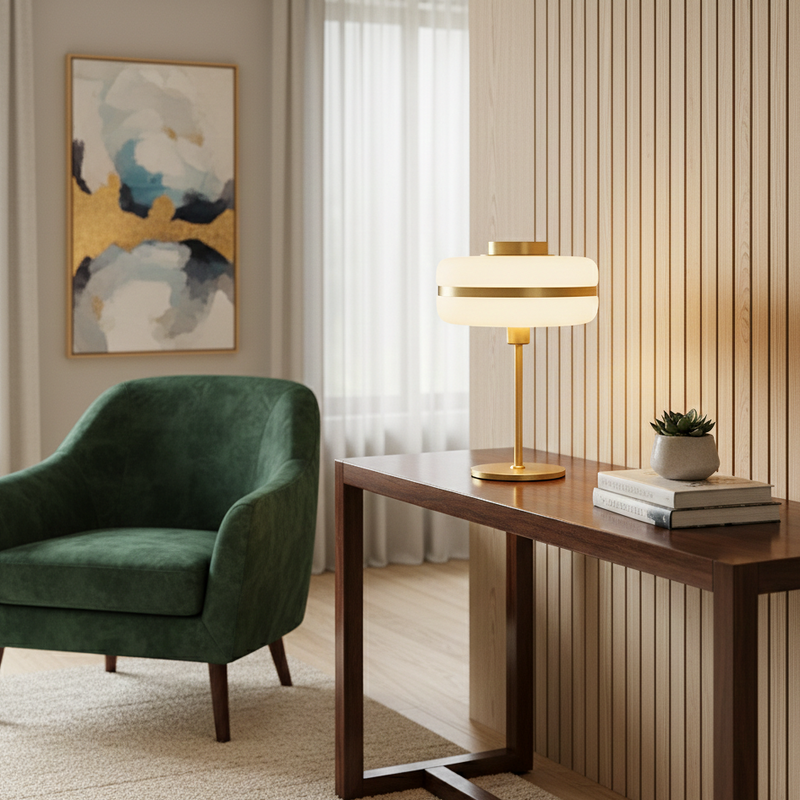 Ivoria — Lampe à poser verre dépoli et métal doré