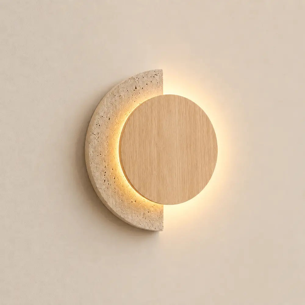 Hallia — Applique disque en travertin LED