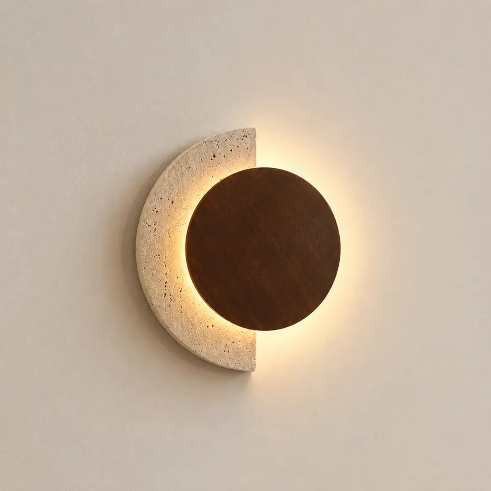 Hallia — Applique disque en travertin LED
