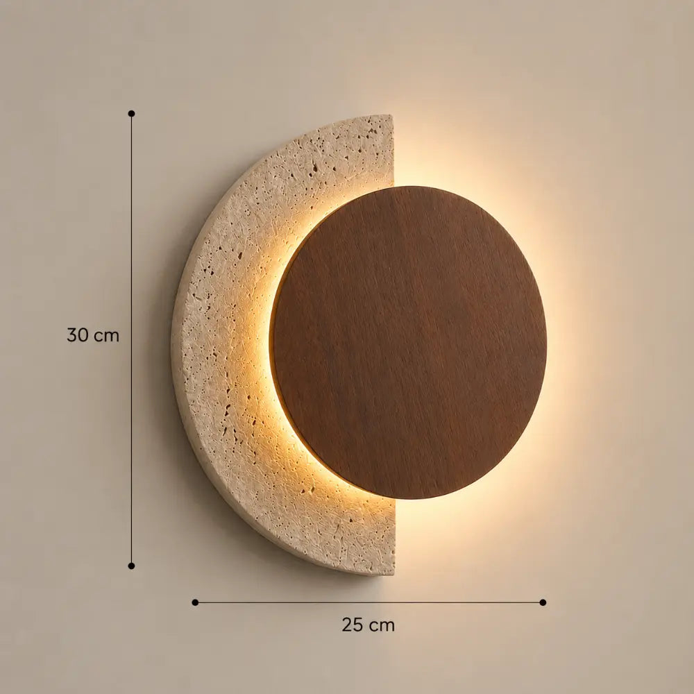 Hallia — Applique disque en travertin LED