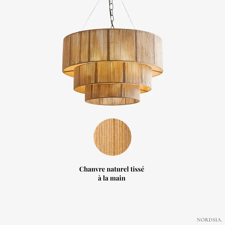 Solvia — Grande suspension à étages en chanvre naturel