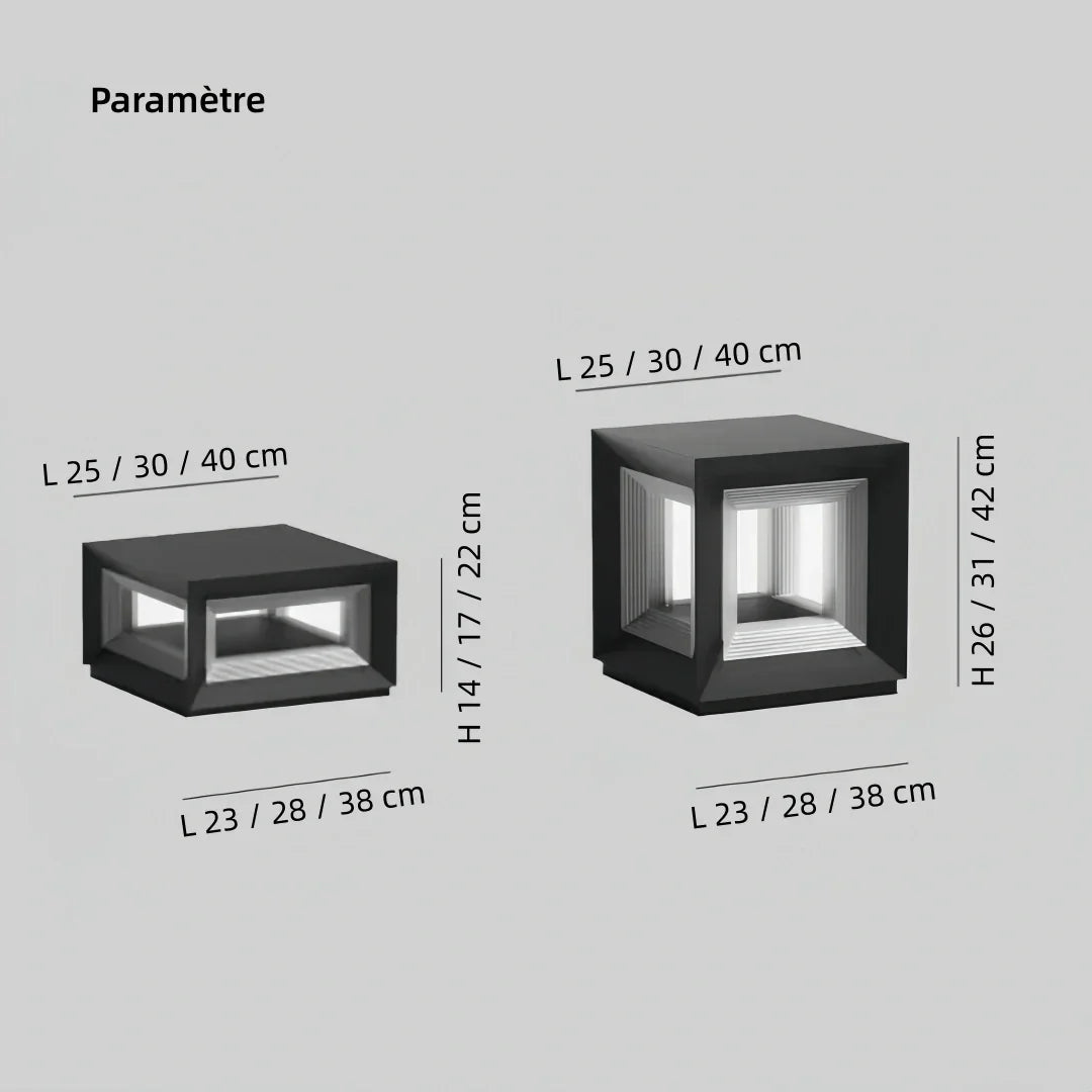 Quadra — Lampe solaire de pilier carrée