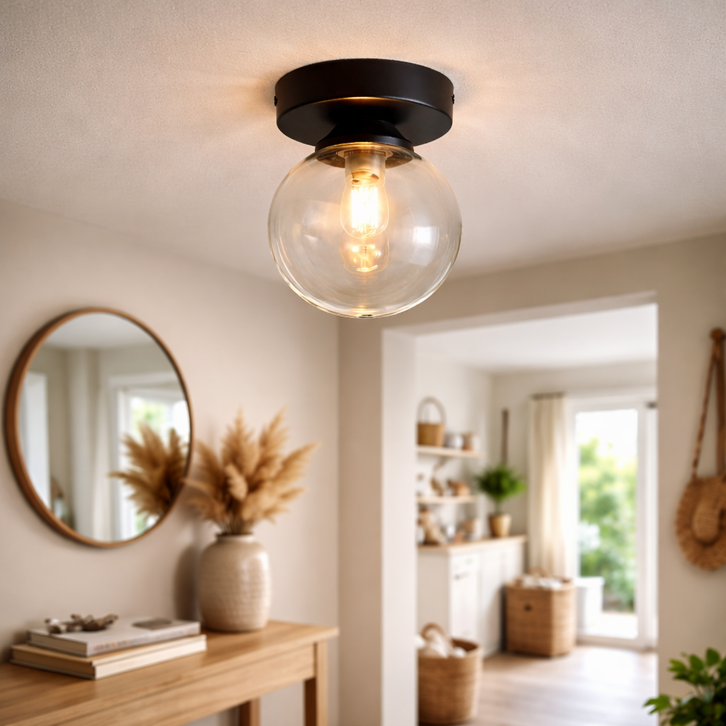 Lunetta — Plafonnier rond en verre opalin