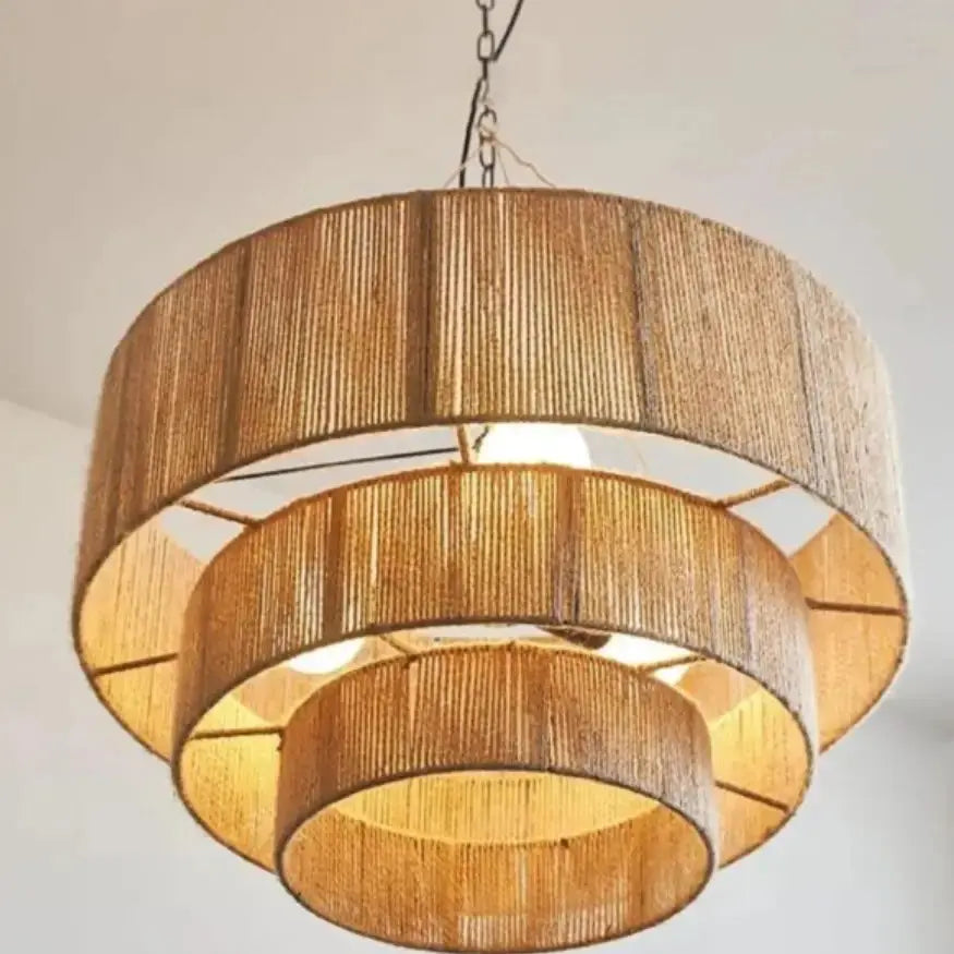 Solvia — Grande suspension à étages en chanvre naturel
