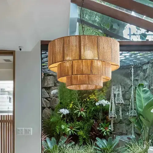 Solvia — Grande suspension à étages en chanvre naturel