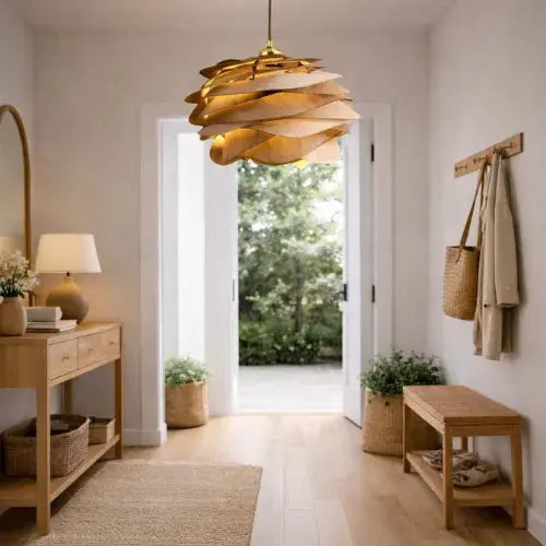 Ondia — Suspension ondulée en bois et bambou