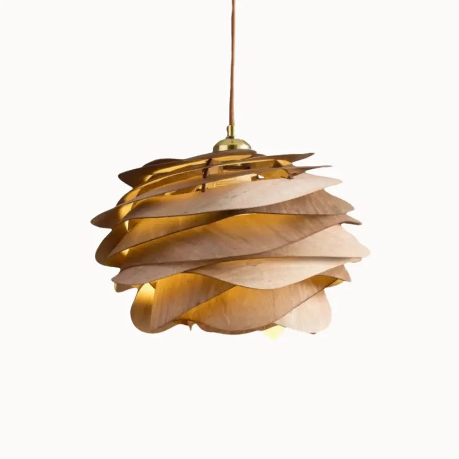 Ondia — Suspension ondulée en bois et bambou