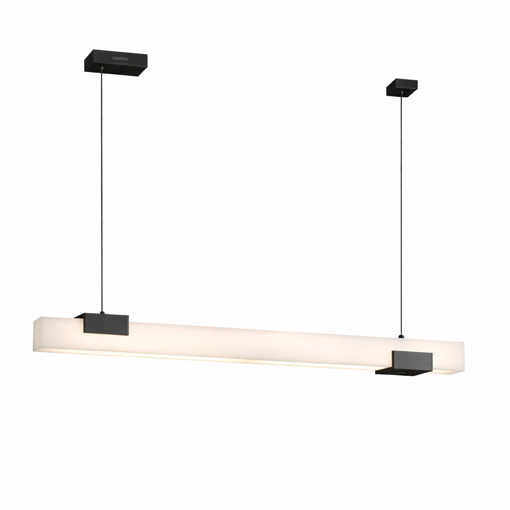 Carrare — Suspension linéaire LED en marbre blanc