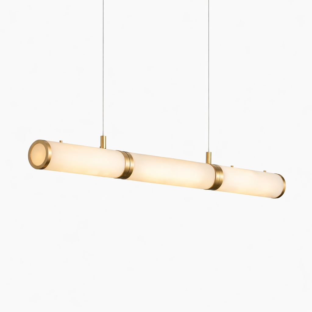 Solvera — Suspension barre LED dorée linéaire