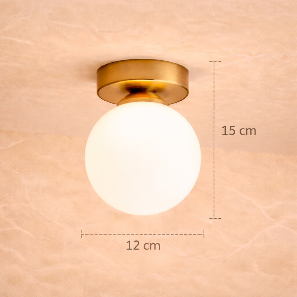 Lunetta — Plafonnier rond en verre opalin
