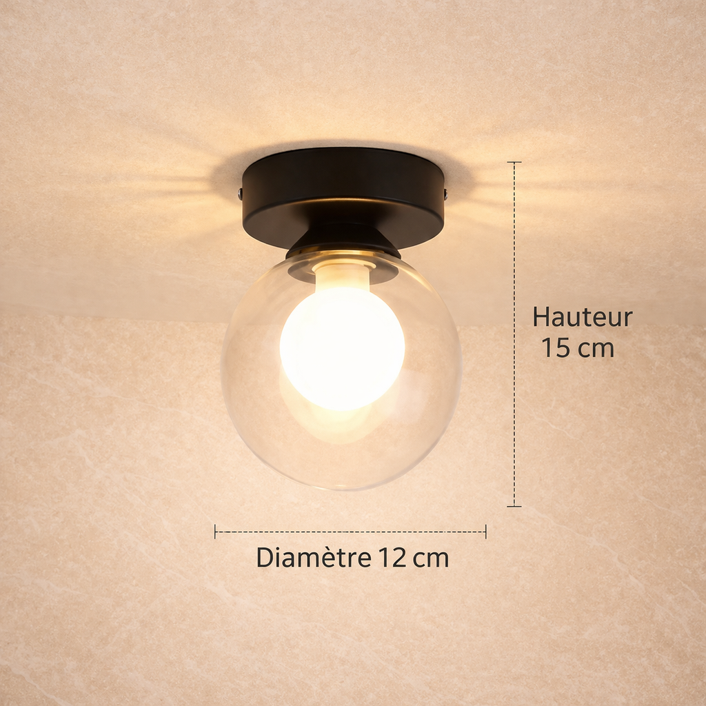 Lunetta — Plafonnier rond en verre opalin