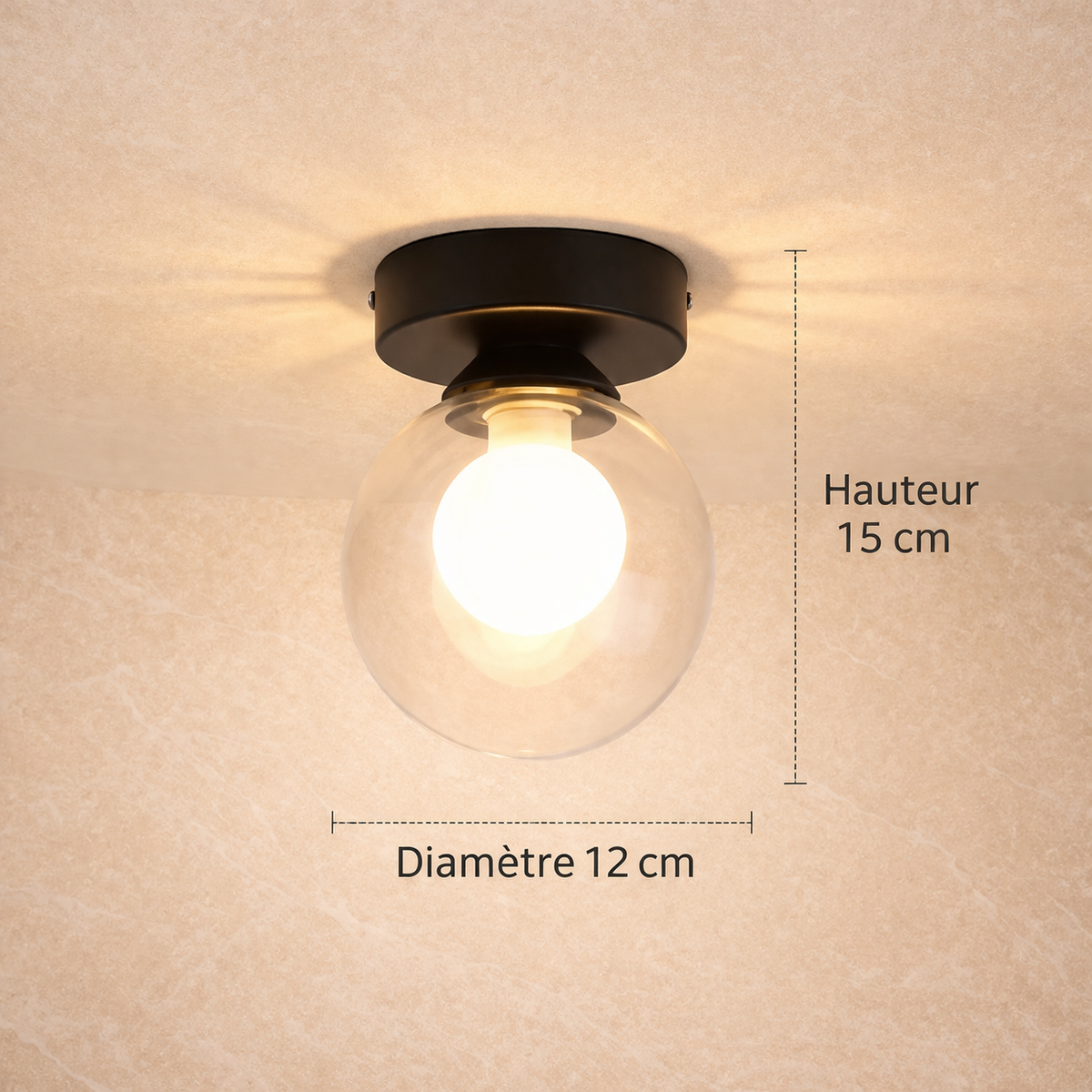 Lunetta — Plafonnier rond en verre opalin