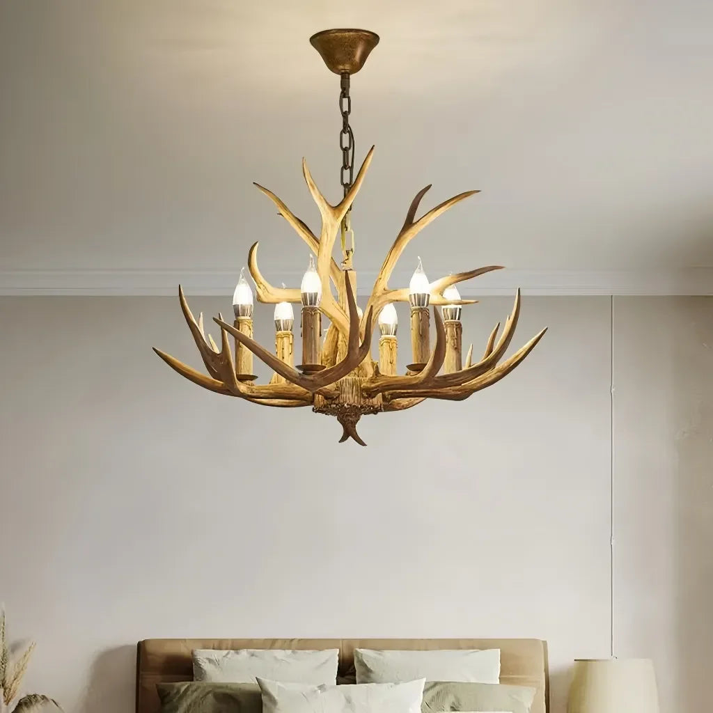 Cervia — Lustre rustique en bois de cerf