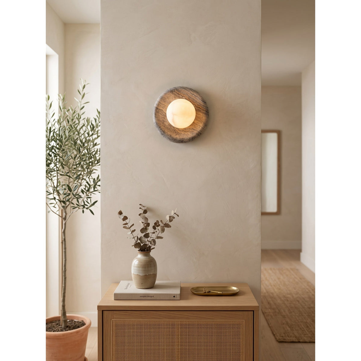 Alba — Applique murale en marbre et albâtre