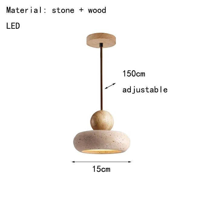 Rocalia — Suspension en bois et pierre naturelle