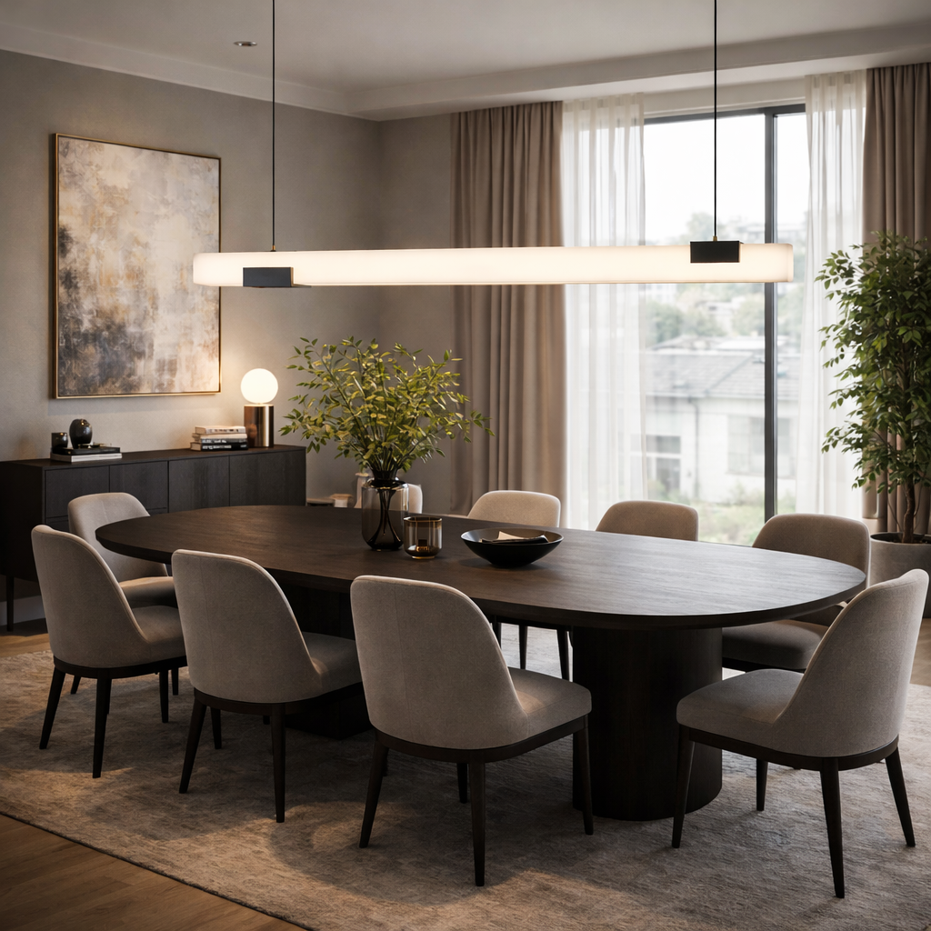Carrare — Suspension linéaire LED en marbre blanc