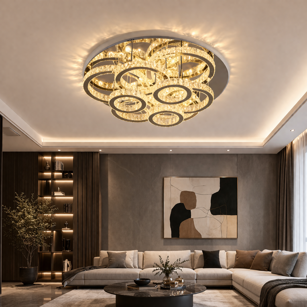 Solvane — Plafonnier LED en cristal doré