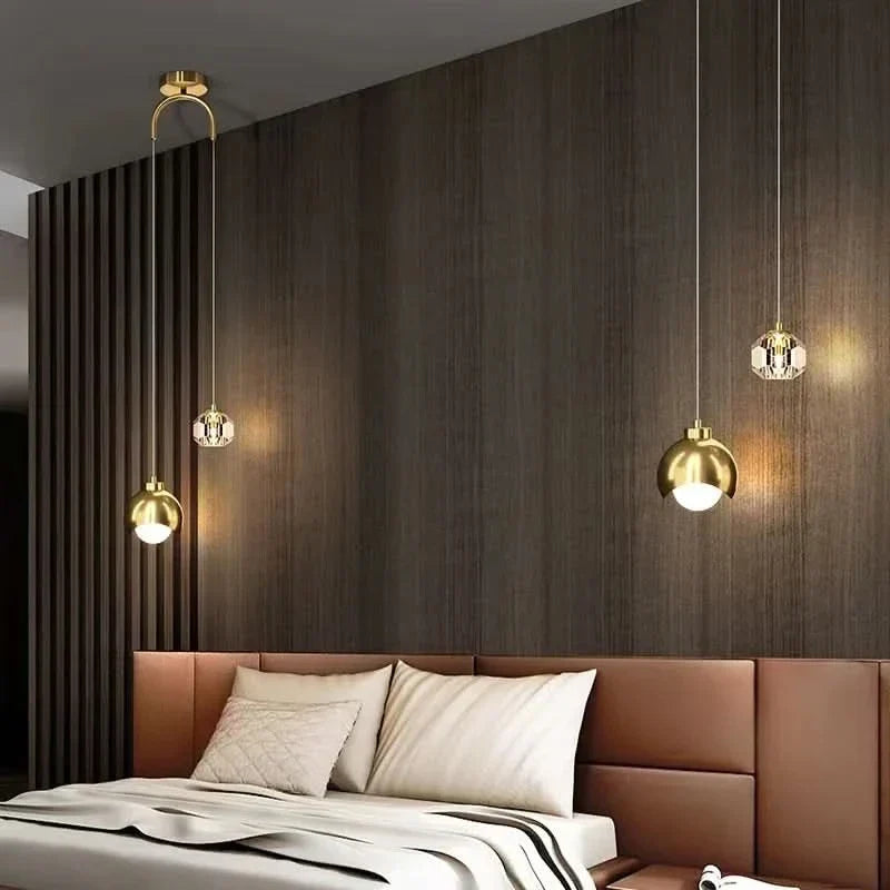 Alméa — Suspension duo de globes verre et aluminium