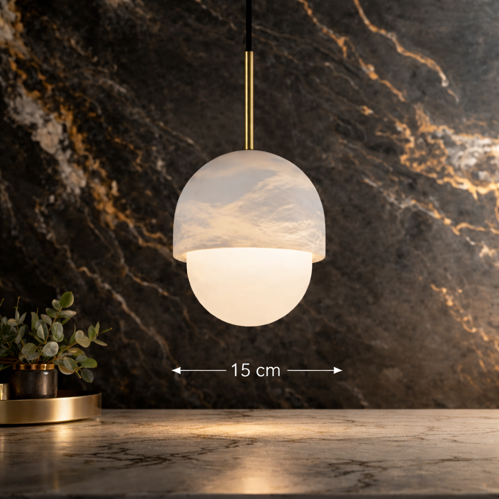 Perlina — Suspension boule en marbre blanc