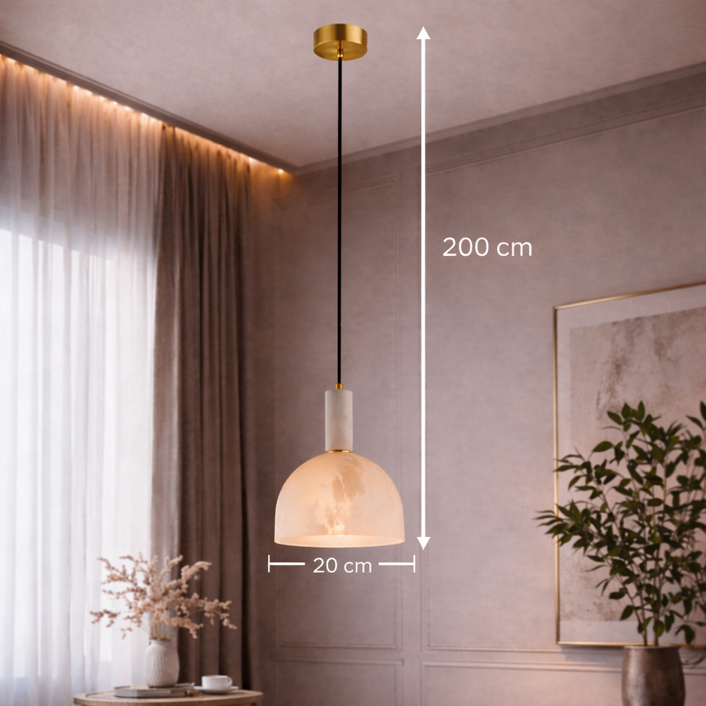 Calvina — Suspension cloche en marbre blanc