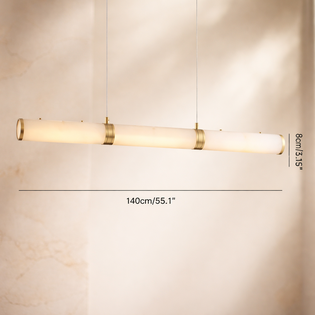 Solvera — Suspension barre LED dorée linéaire