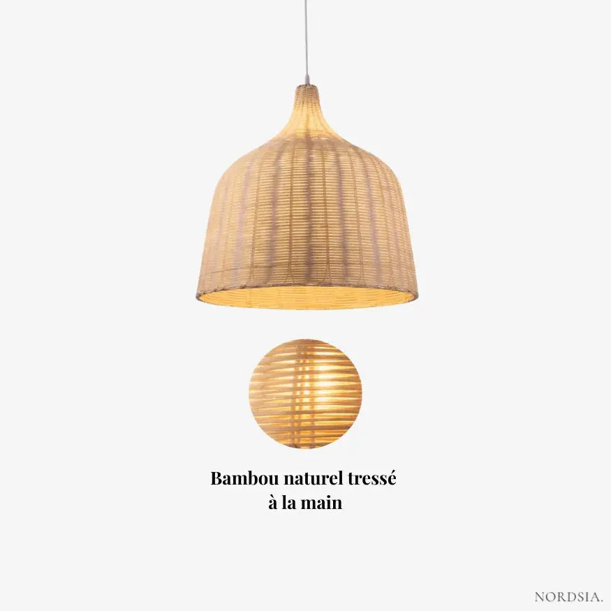 Fusella — Suspension conique en bambou naturel