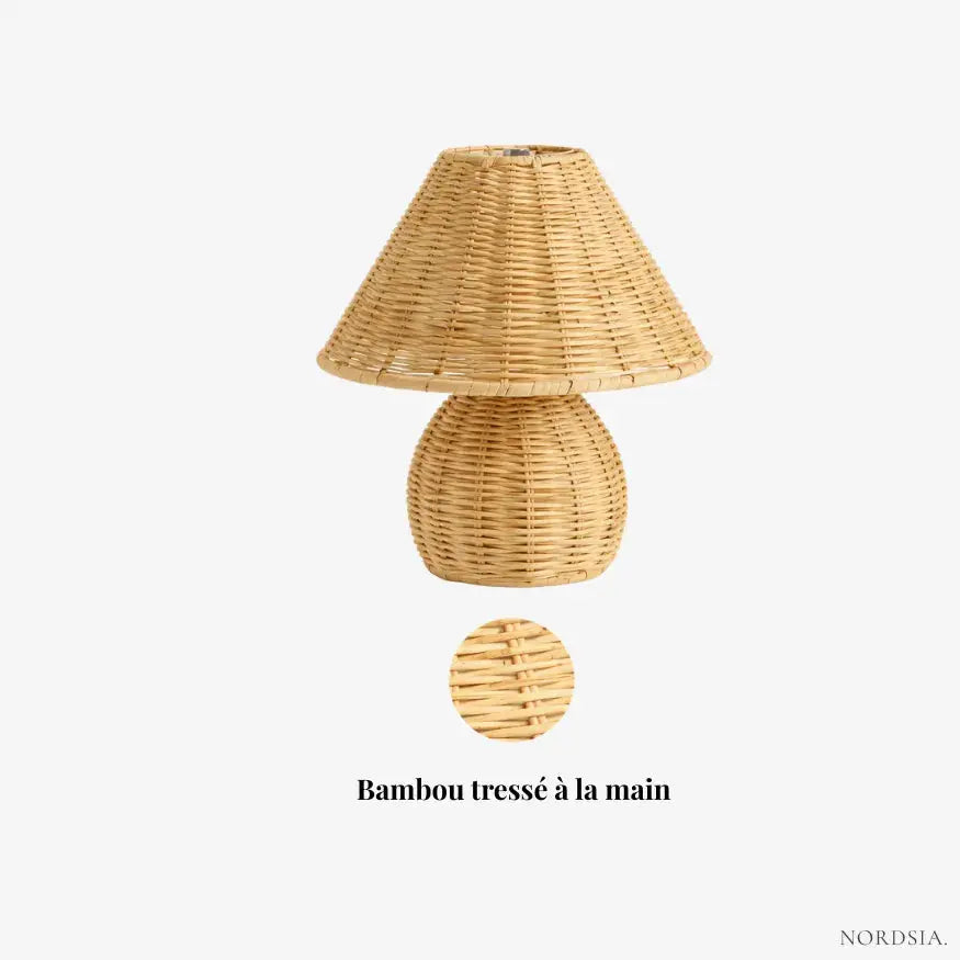 Yunia — Lampe de chevet en bambou tressé naturel