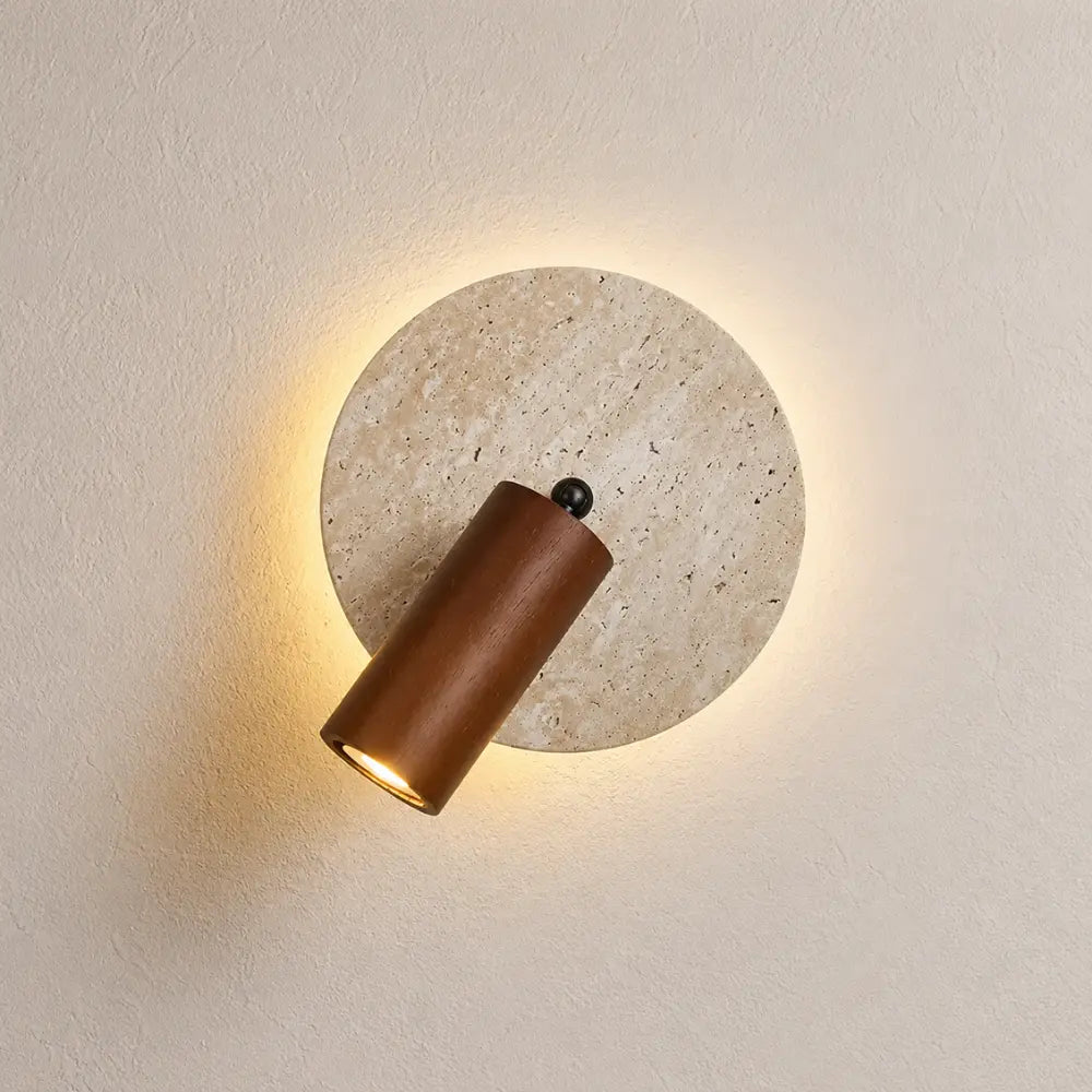 Askel — Applique en travertin et bois orientable