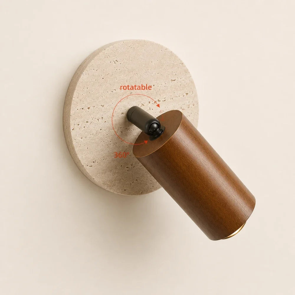 Askel — Applique en travertin et bois orientable