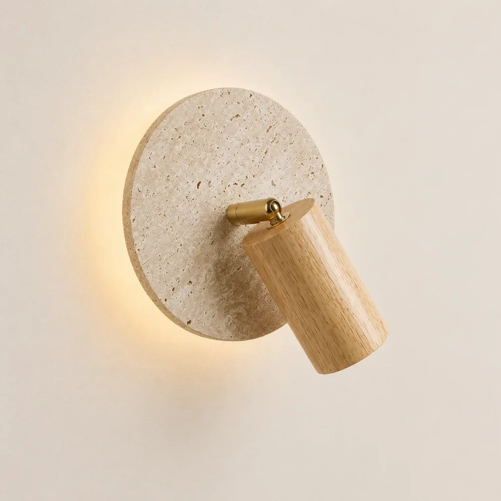 Askel — Applique en travertin et bois orientable