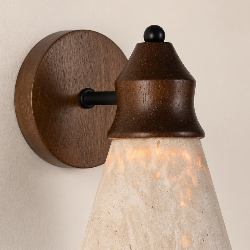 Anjéa — Applique murale compacte en travertin