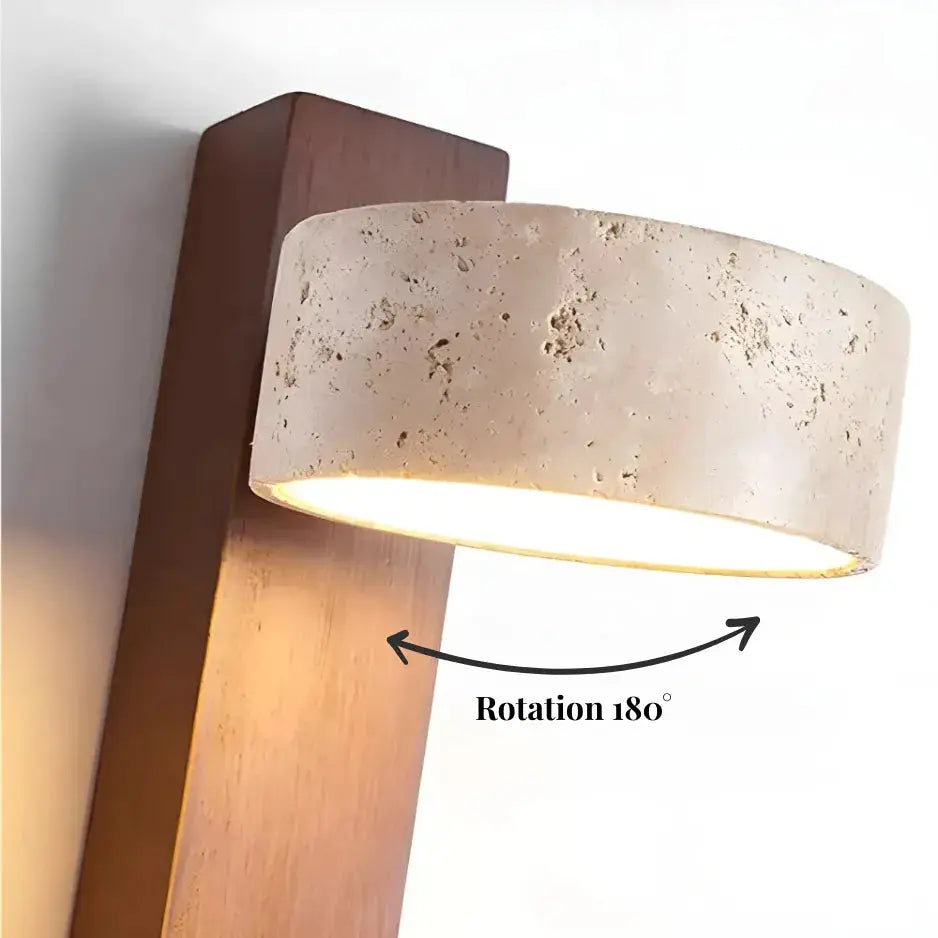 Bergana — Applique murale en bois et travertin