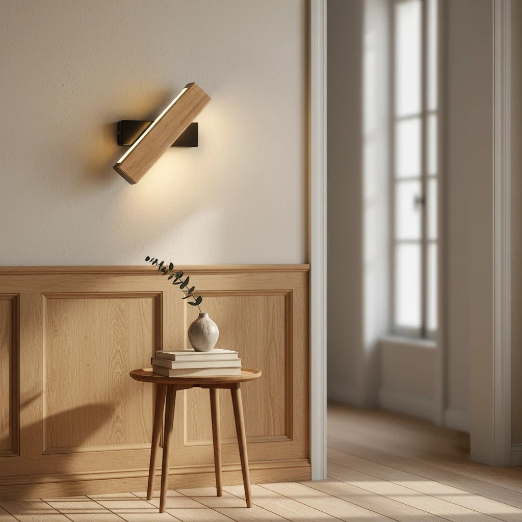 Applique Murale Liseuse en Bois Orientable – Modèle Solis (DIMOREE)