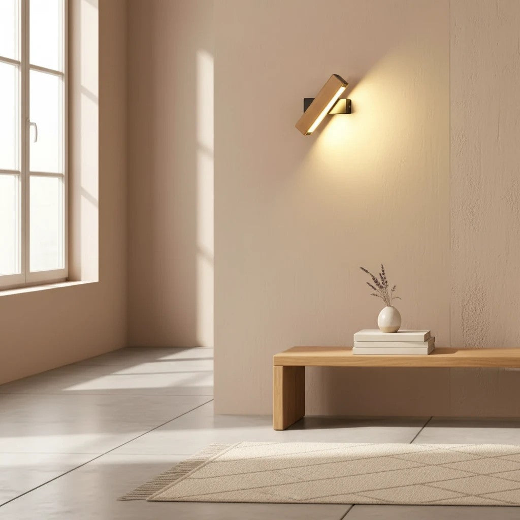 Applique Murale Liseuse en Bois Orientable – Modèle Solis (DIMOREE)