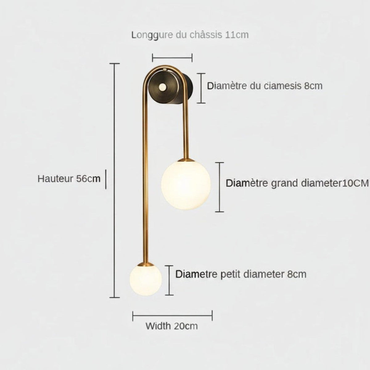 Applique Murale Deux Sphères en Verre – Modèle Novéa (DIMOREE)