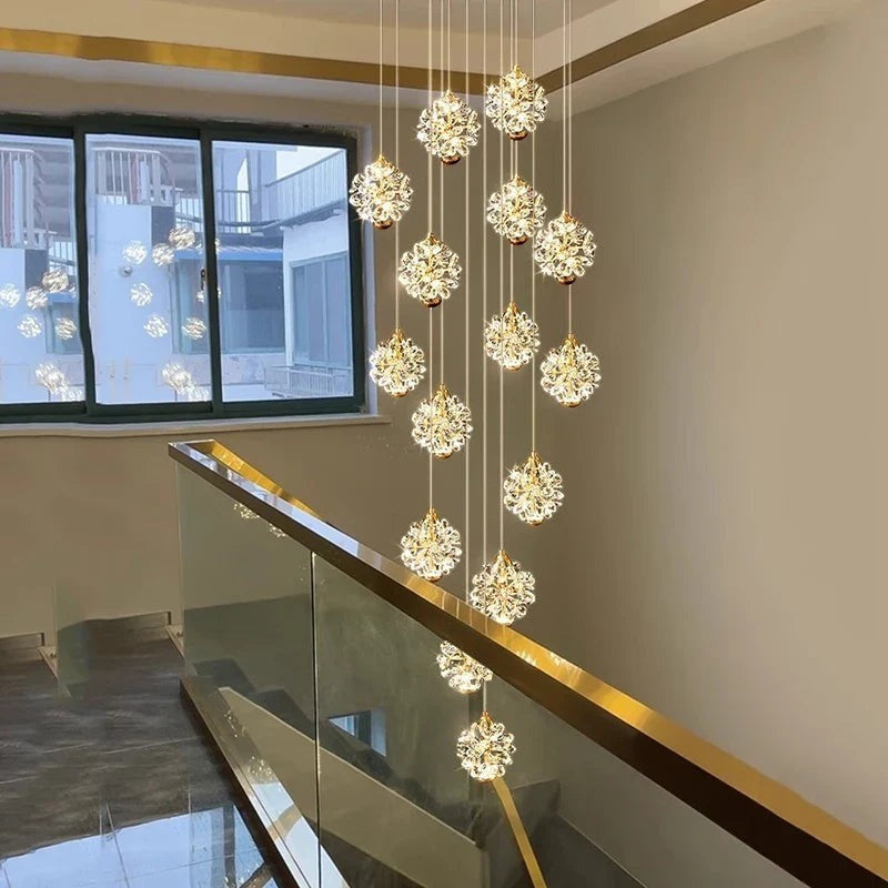 Lustre Cascade en Sphères de Cristal – Modèle Sferella (DIMOREE)