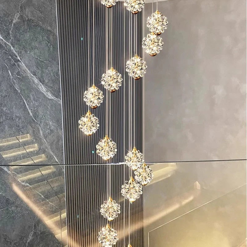 Lustre Cascade en Sphères de Cristal – Modèle Sferella (DIMOREE)
