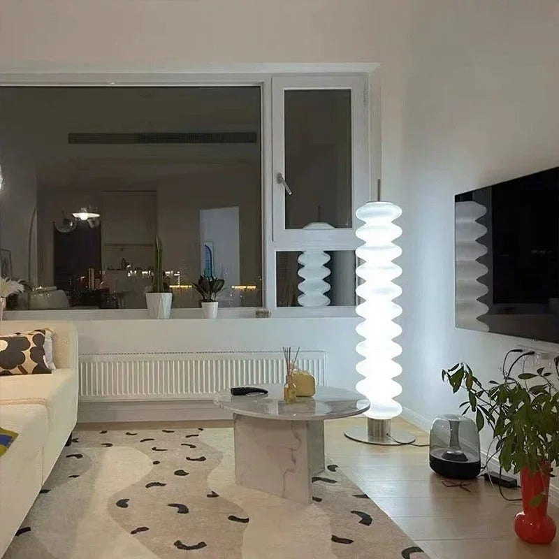 Lampadaire Scandinave en Acrylique Ivoire – Modèle Akéra (DIMOREE)