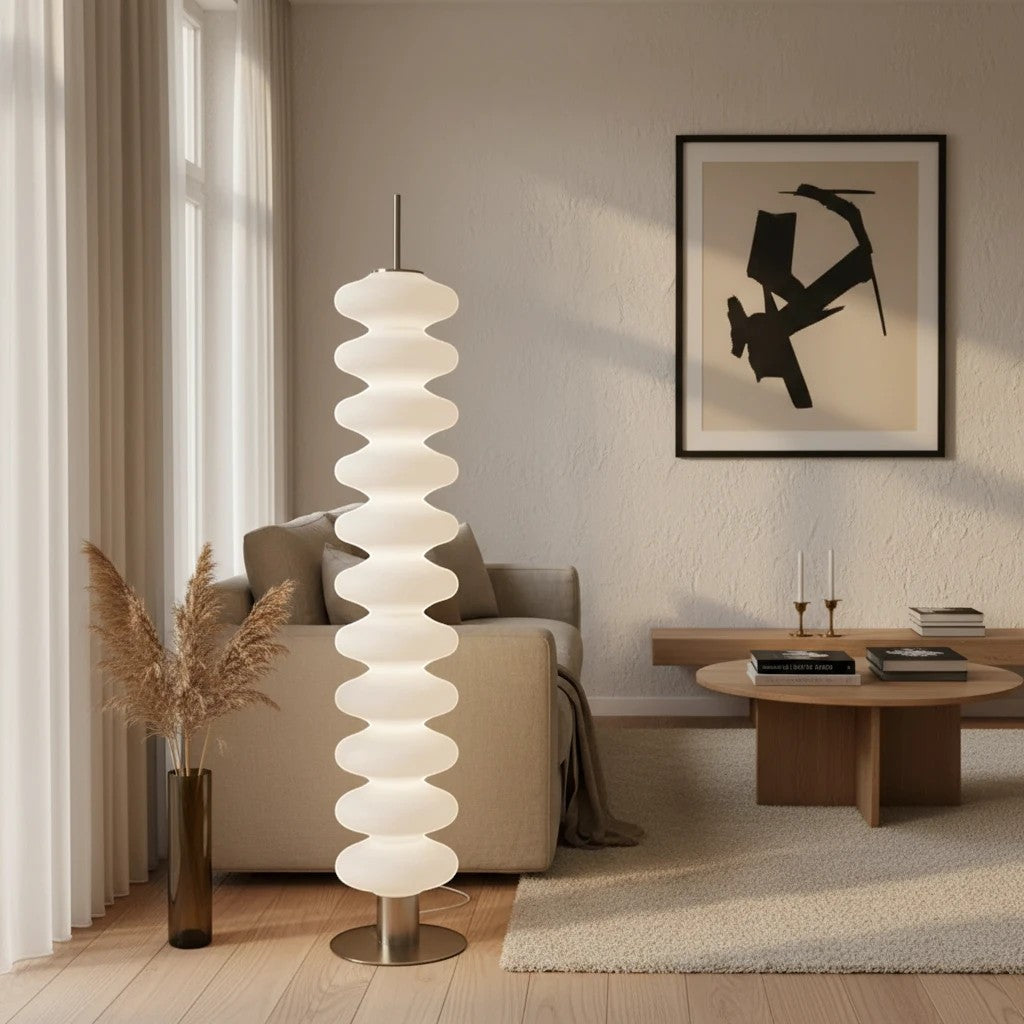 Lampadaire Scandinave en Acrylique Ivoire – Modèle Akéra (DIMOREE)