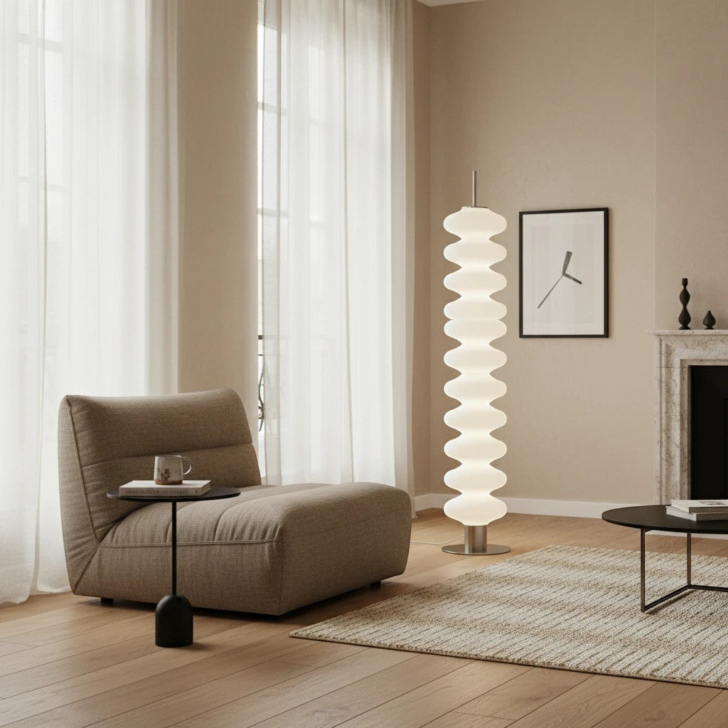 Lampadaire Scandinave en Acrylique Ivoire – Modèle Akéra (DIMOREE)