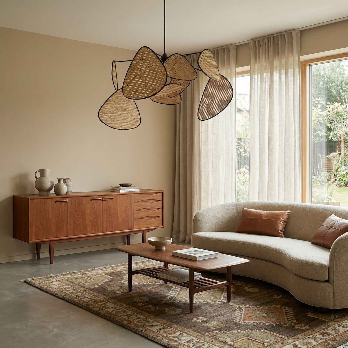 Lustre Bohème en Bambou Tressé Naturel – Modèle Cannella (DIMOREE)