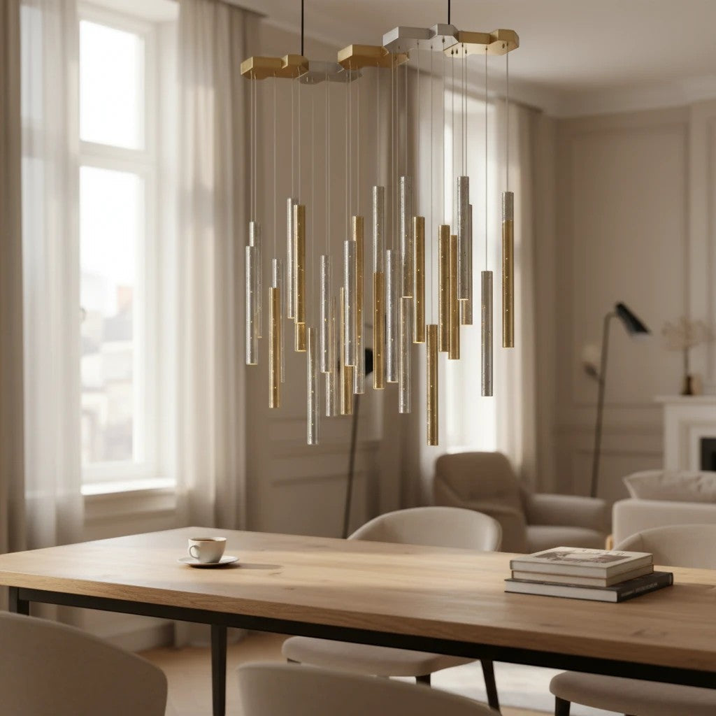 Lustre Moderne à Tubes Verticaux en Acier – Modèle Riviana (DIMOREE)