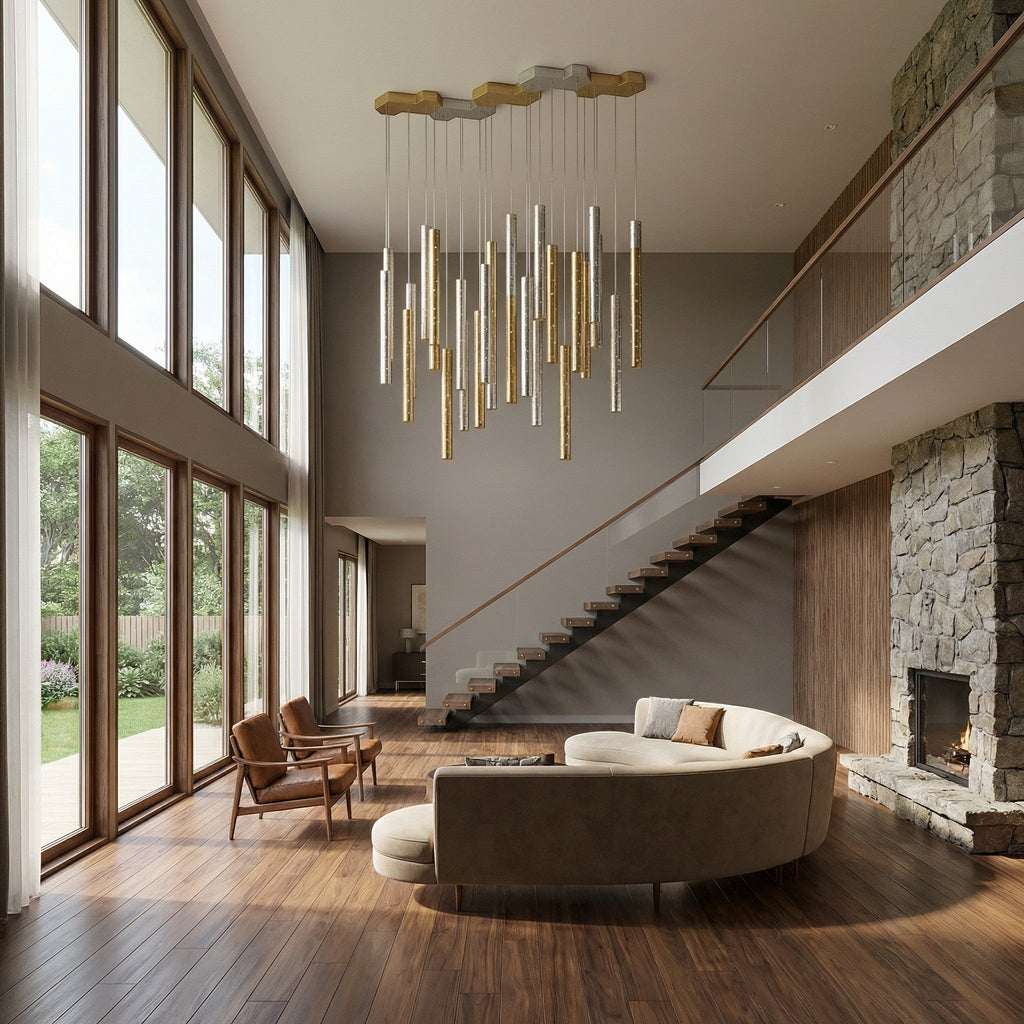 Lustre Moderne à Tubes Verticaux en Acier – Modèle Riviana (DIMOREE)
